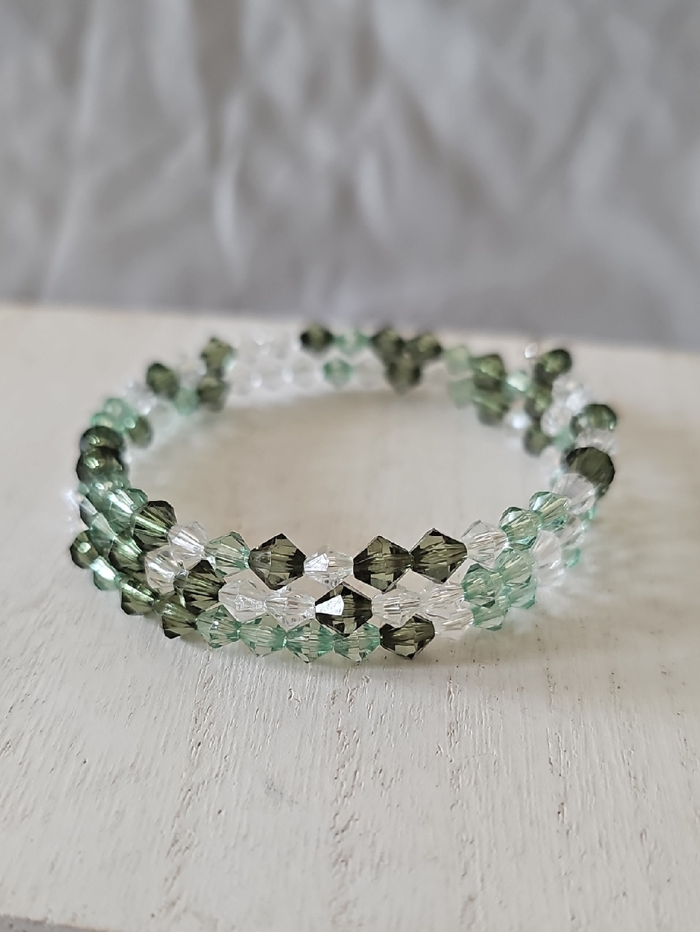 Faceted Bead Wrap Bracelet in Green